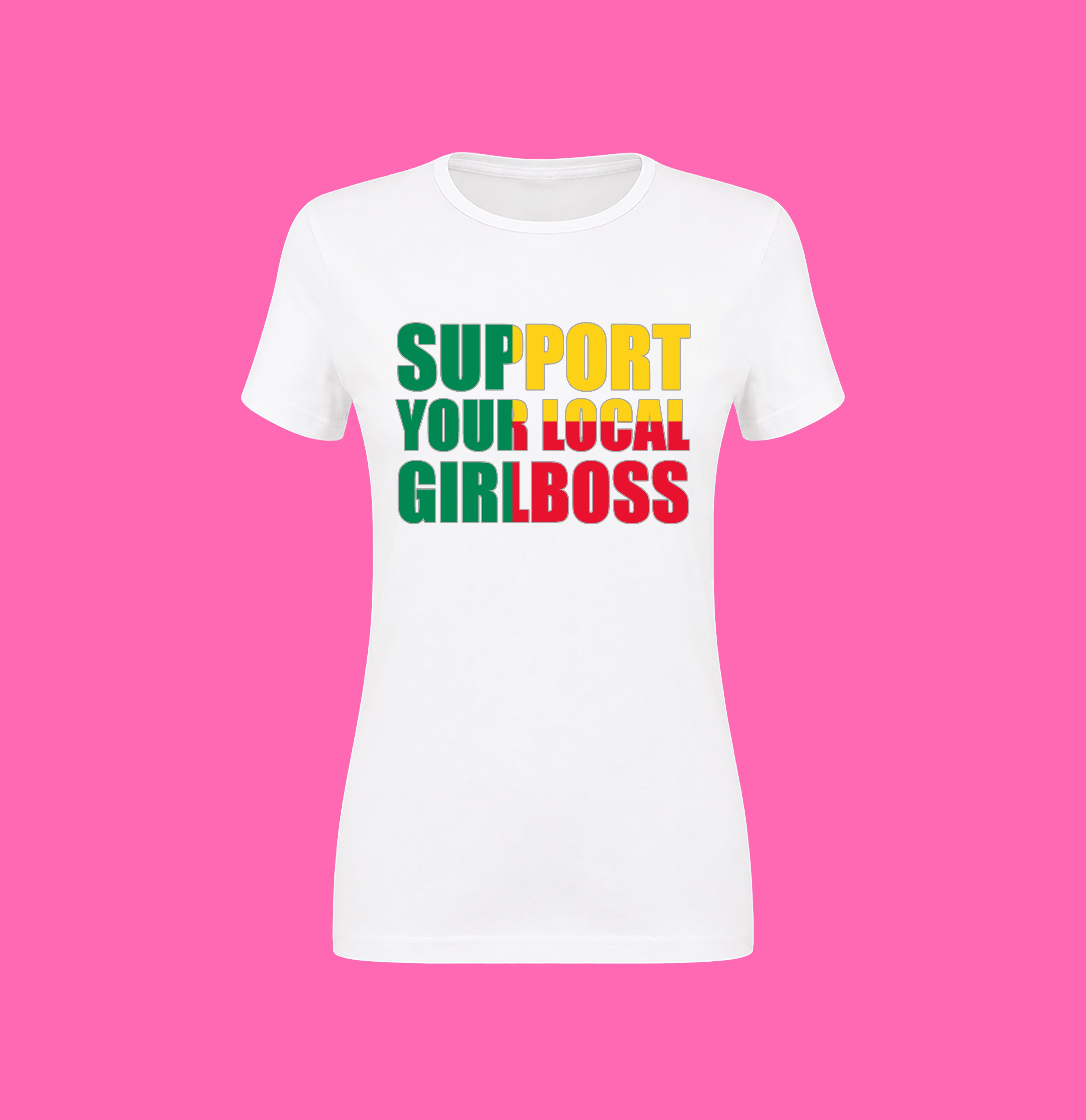 SUPPORT YOUR LOCAL GIRLBOSS FLAG WHITE TEE