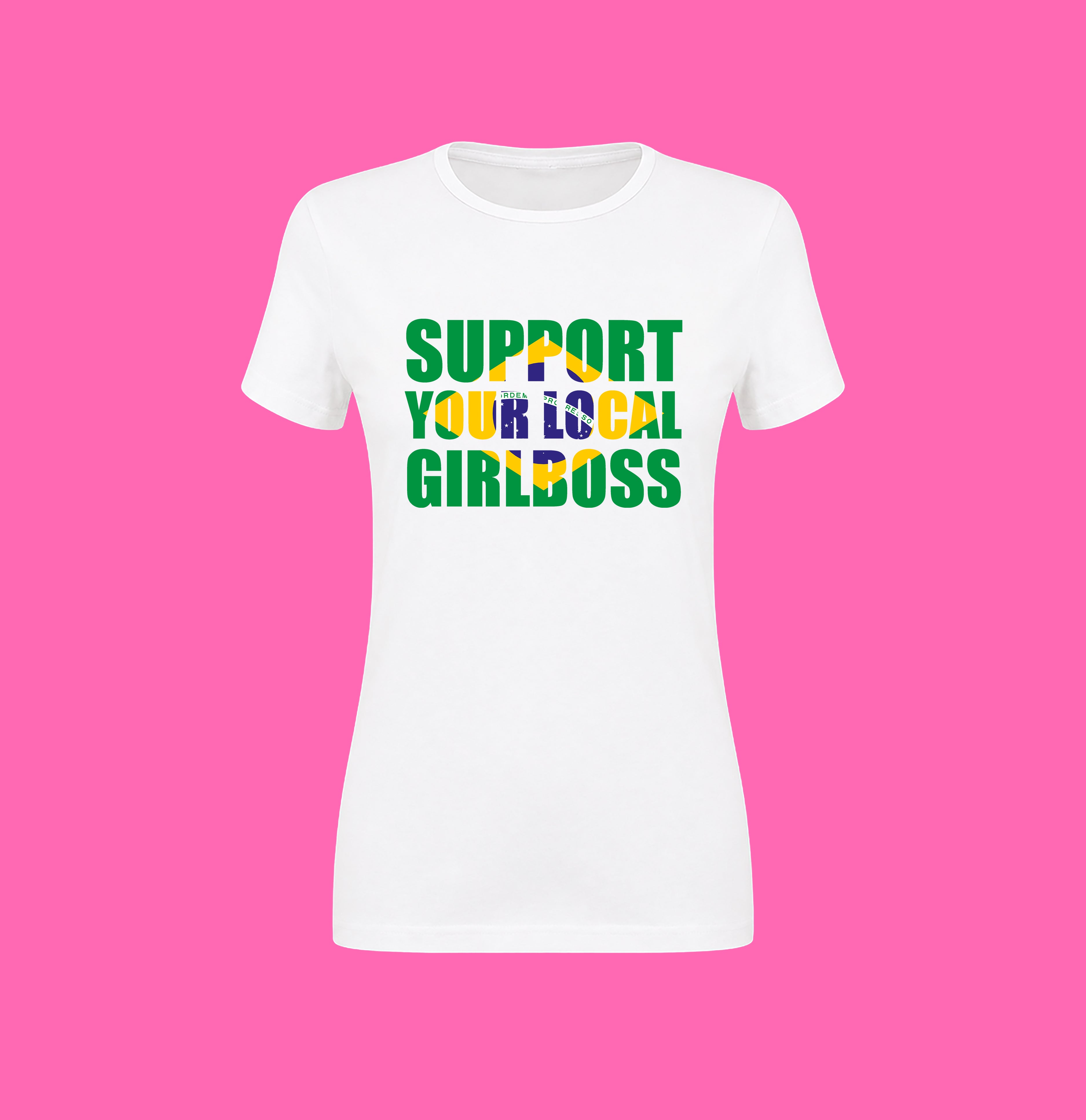 SUPPORT YOUR LOCAL GIRLBOSS FLAG WHITE TEE