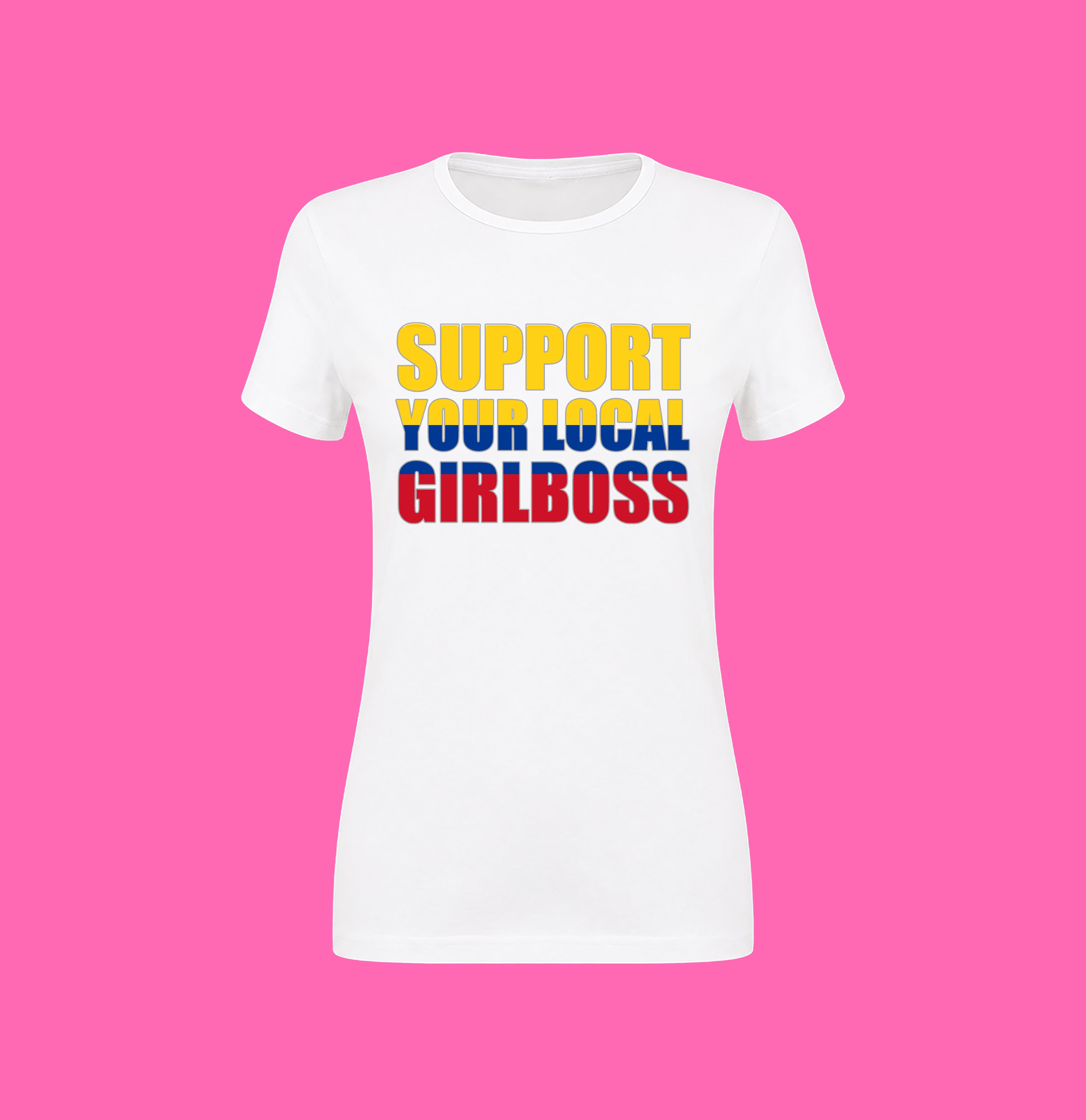 SUPPORT YOUR LOCAL GIRLBOSS FLAG WHITE TEE