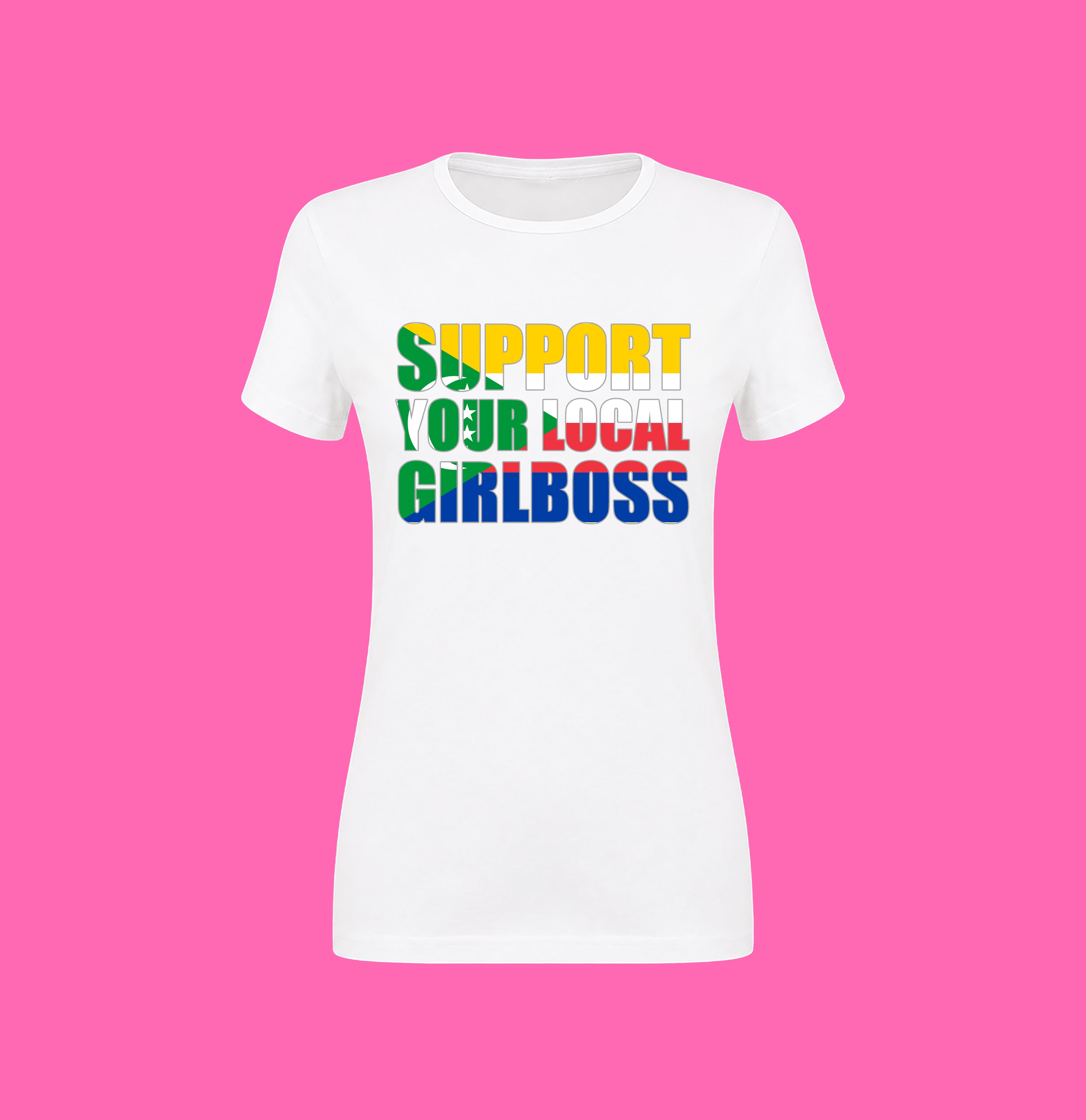 SUPPORT YOUR LOCAL GIRLBOSS FLAG WHITE TEE