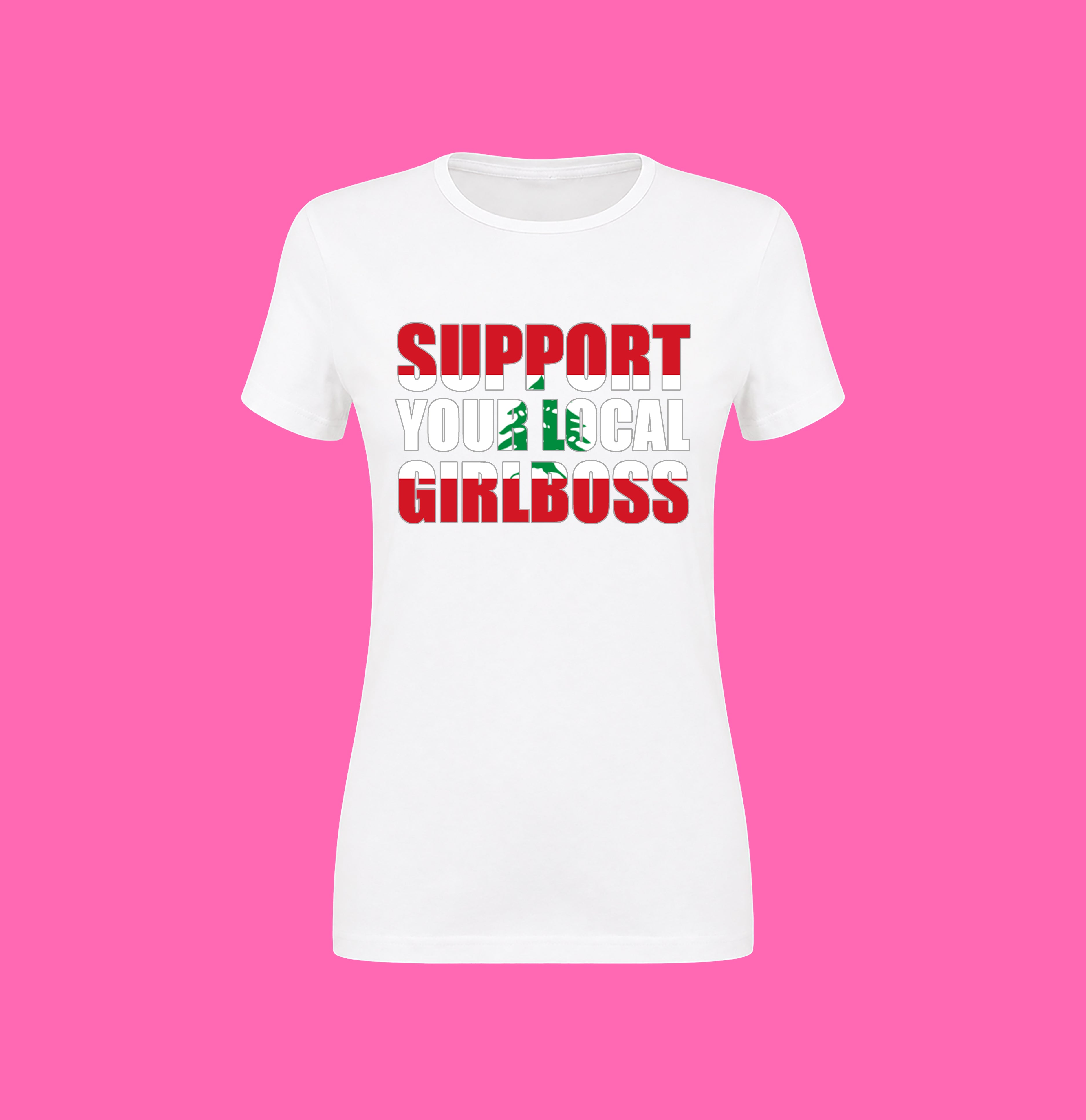 SUPPORT YOUR LOCAL GIRLBOSS FLAG WHITE TEE