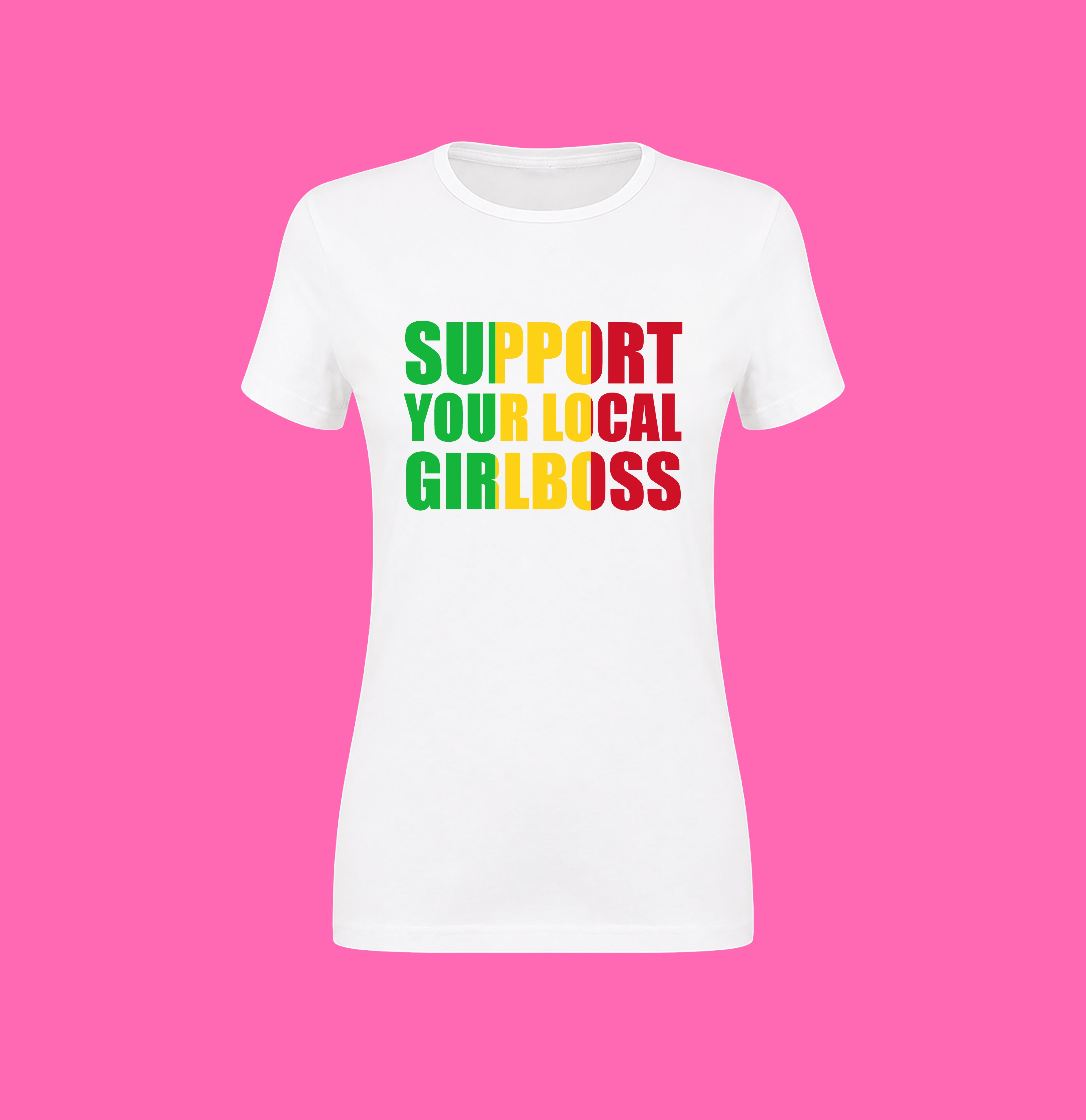 SUPPORT YOUR LOCAL GIRLBOSS FLAG WHITE TEE