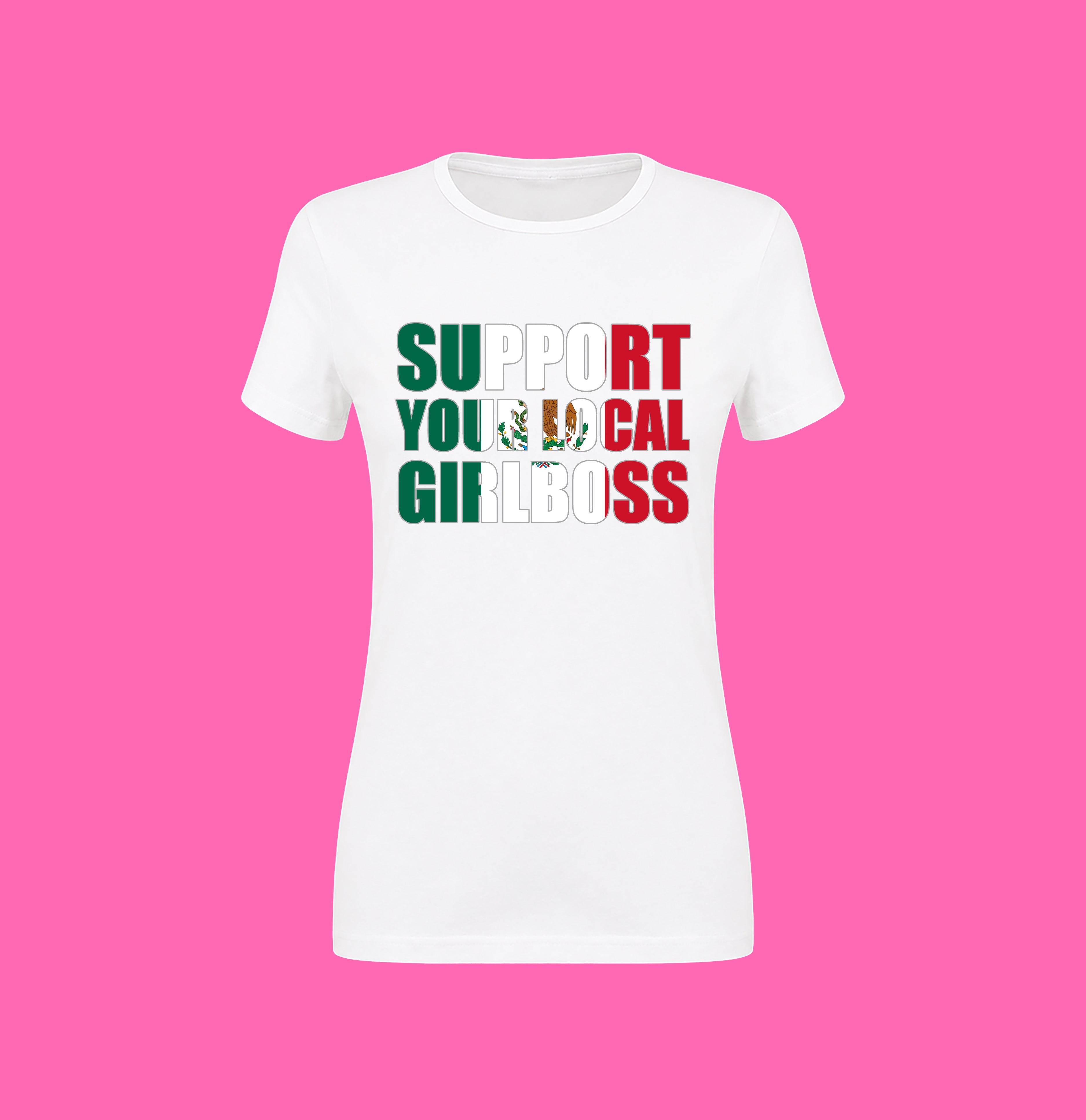 SUPPORT YOUR LOCAL GIRLBOSS FLAG WHITE TEE