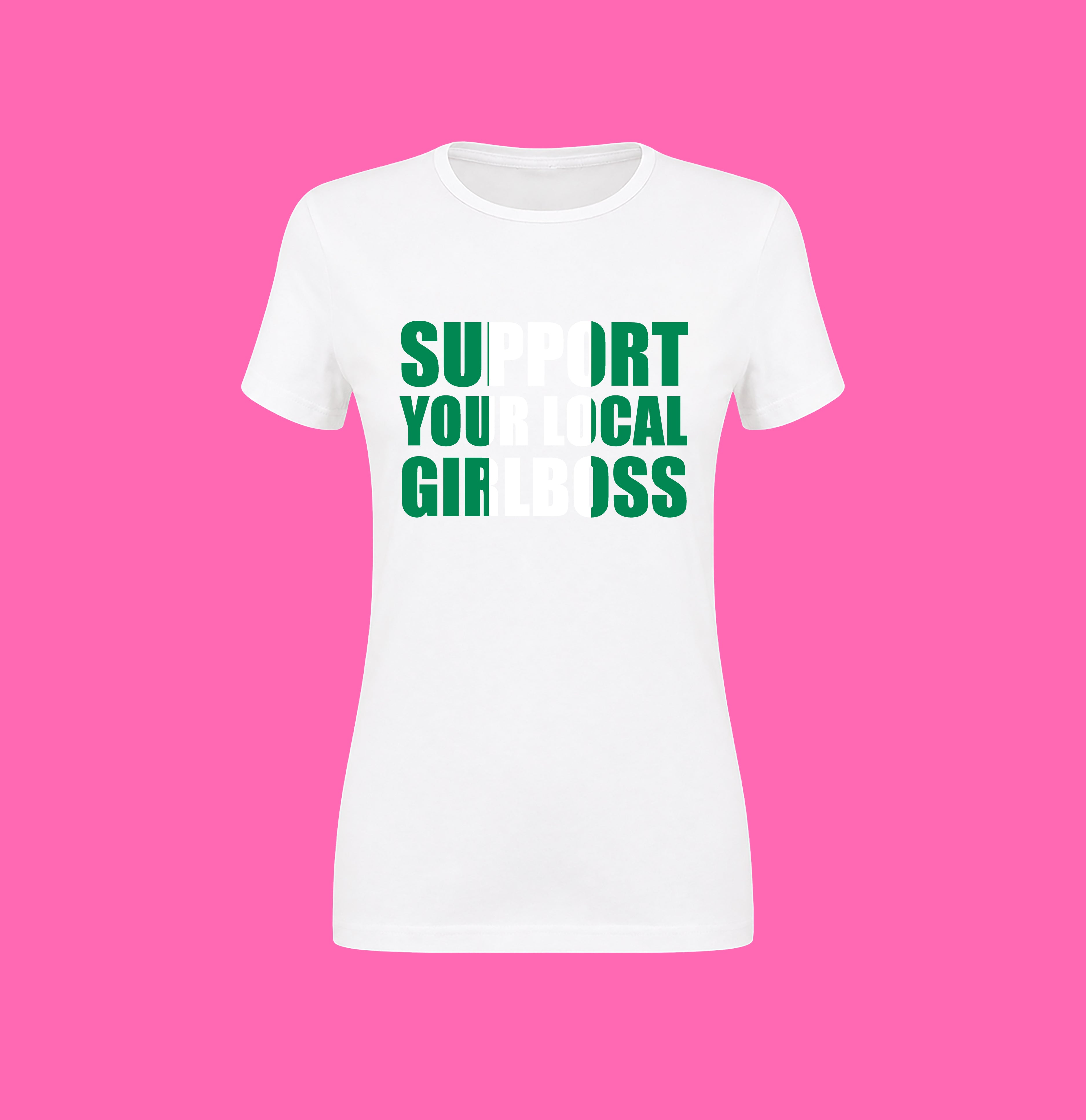 SUPPORT YOUR LOCAL GIRLBOSS FLAG WHITE TEE
