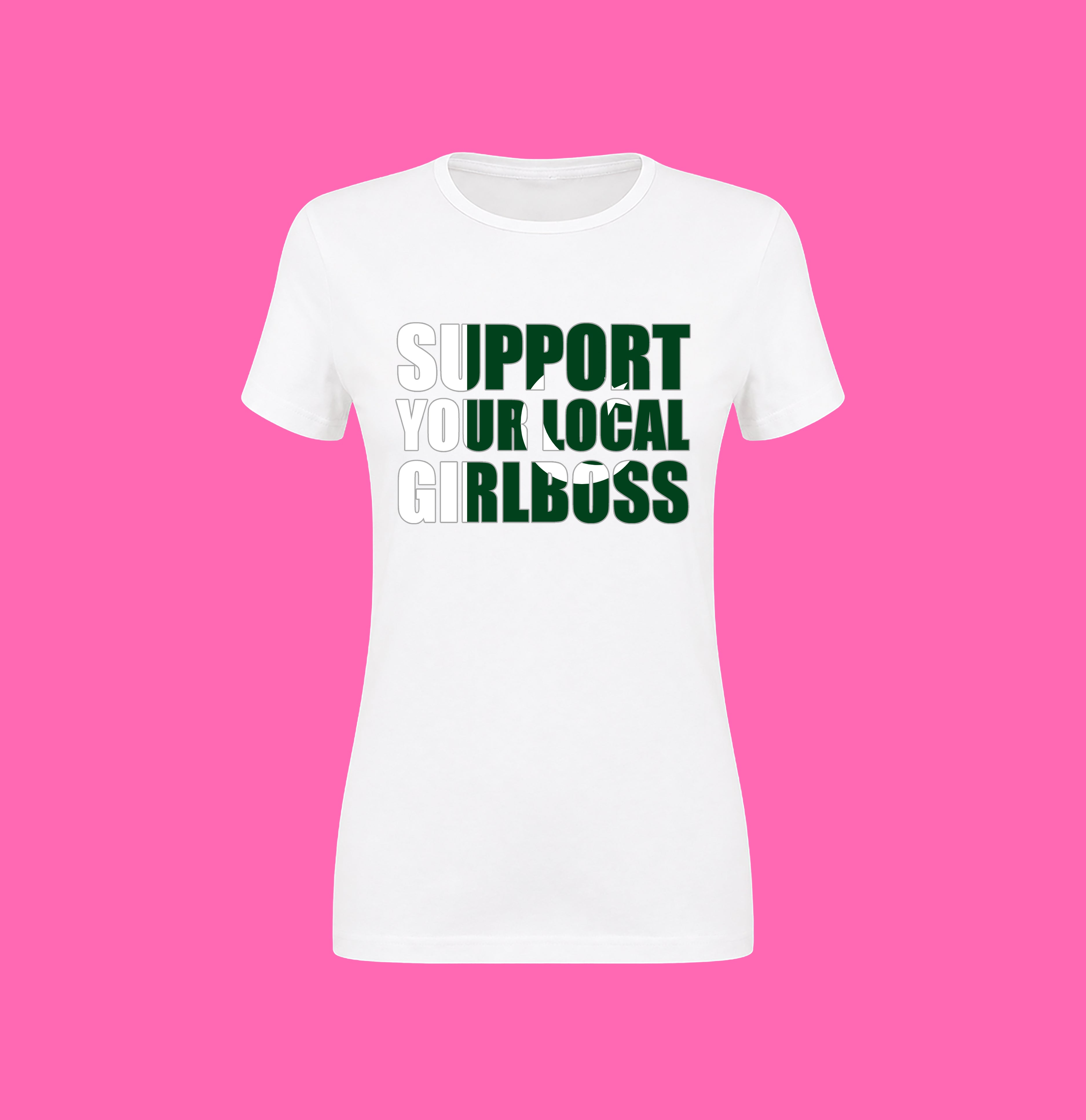 SUPPORT YOUR LOCAL GIRLBOSS FLAG WHITE TEE