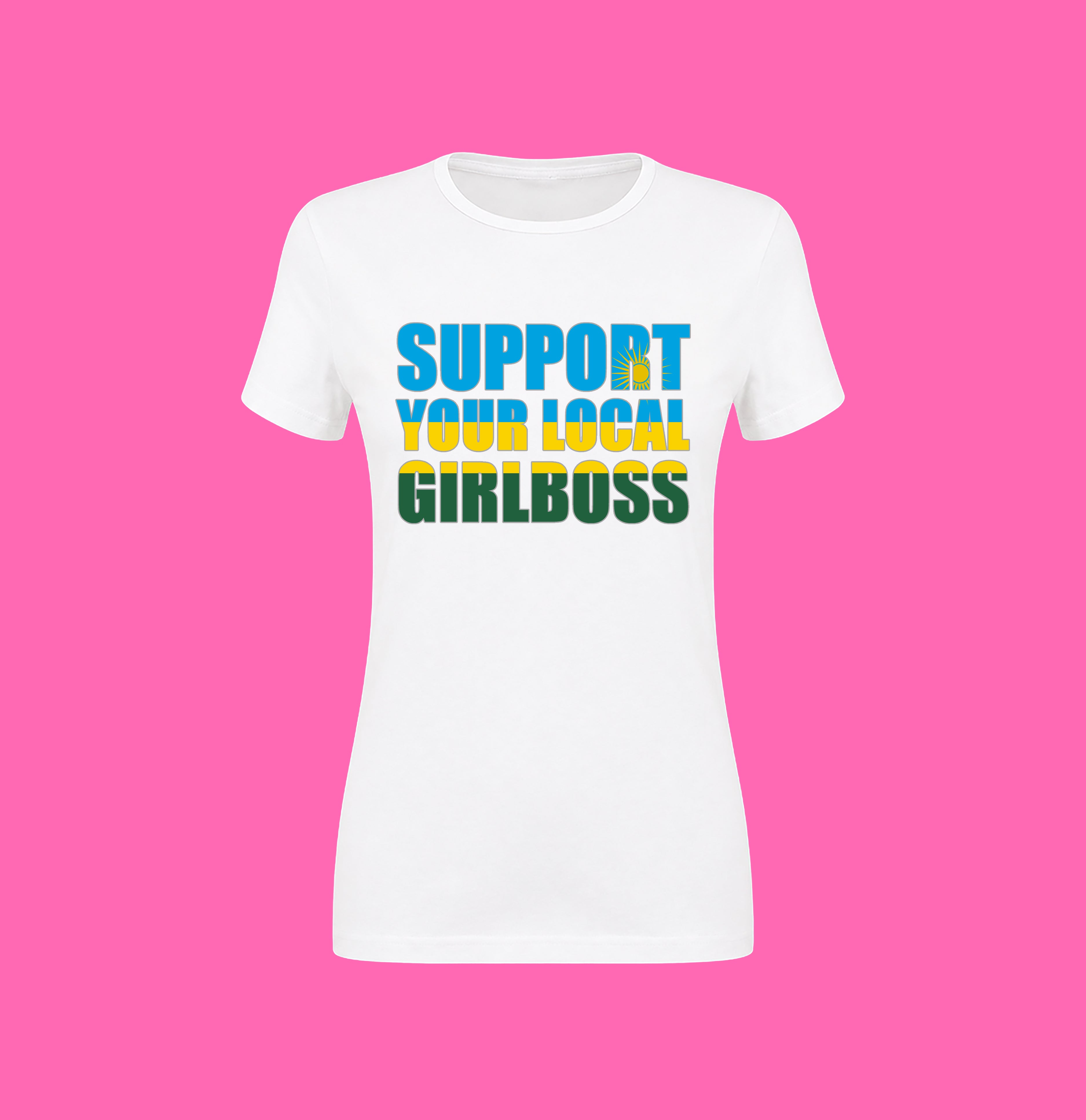 SUPPORT YOUR LOCAL GIRLBOSS FLAG WHITE TEE