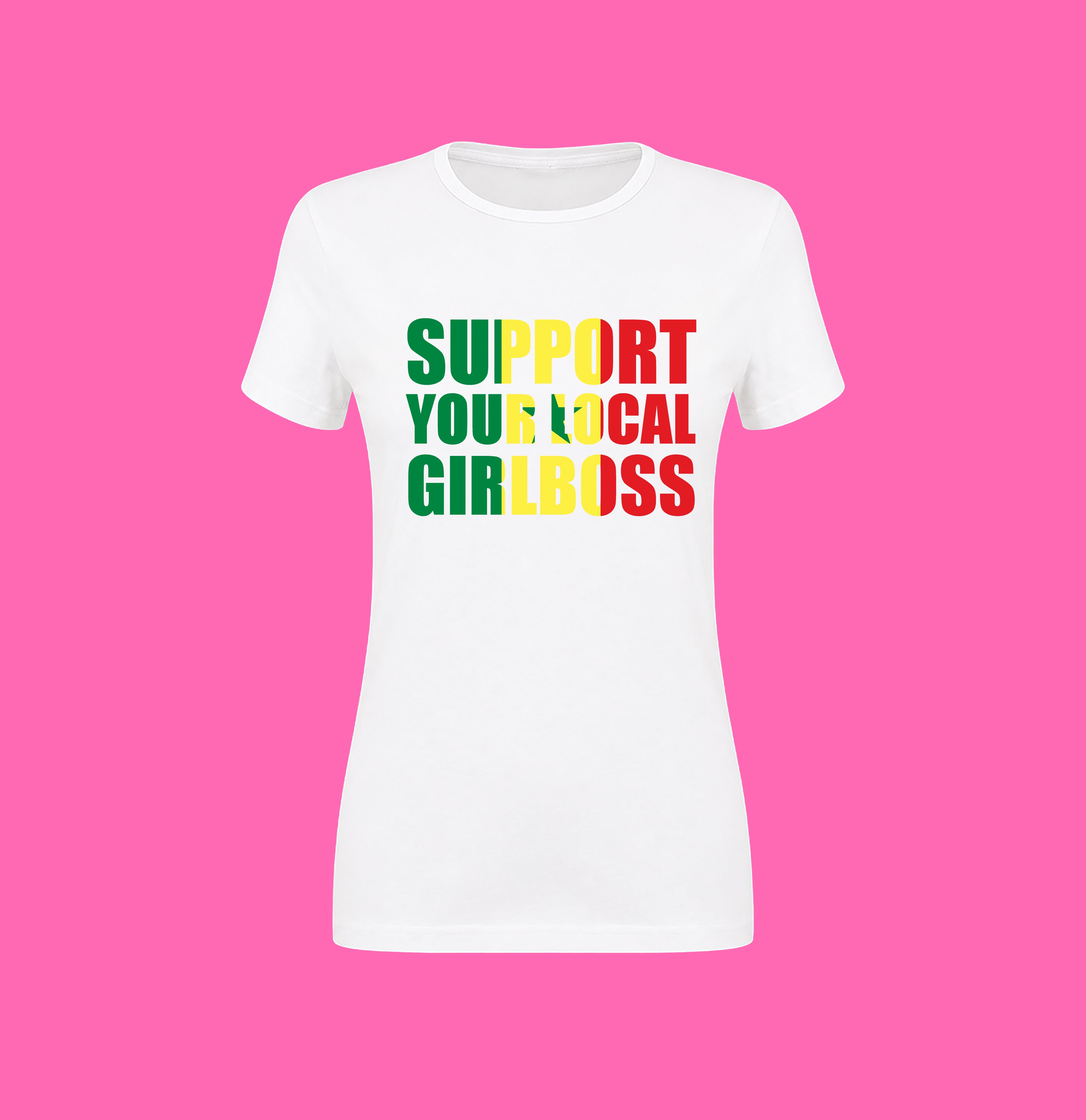SUPPORT YOUR LOCAL GIRLBOSS FLAG WHITE TEE