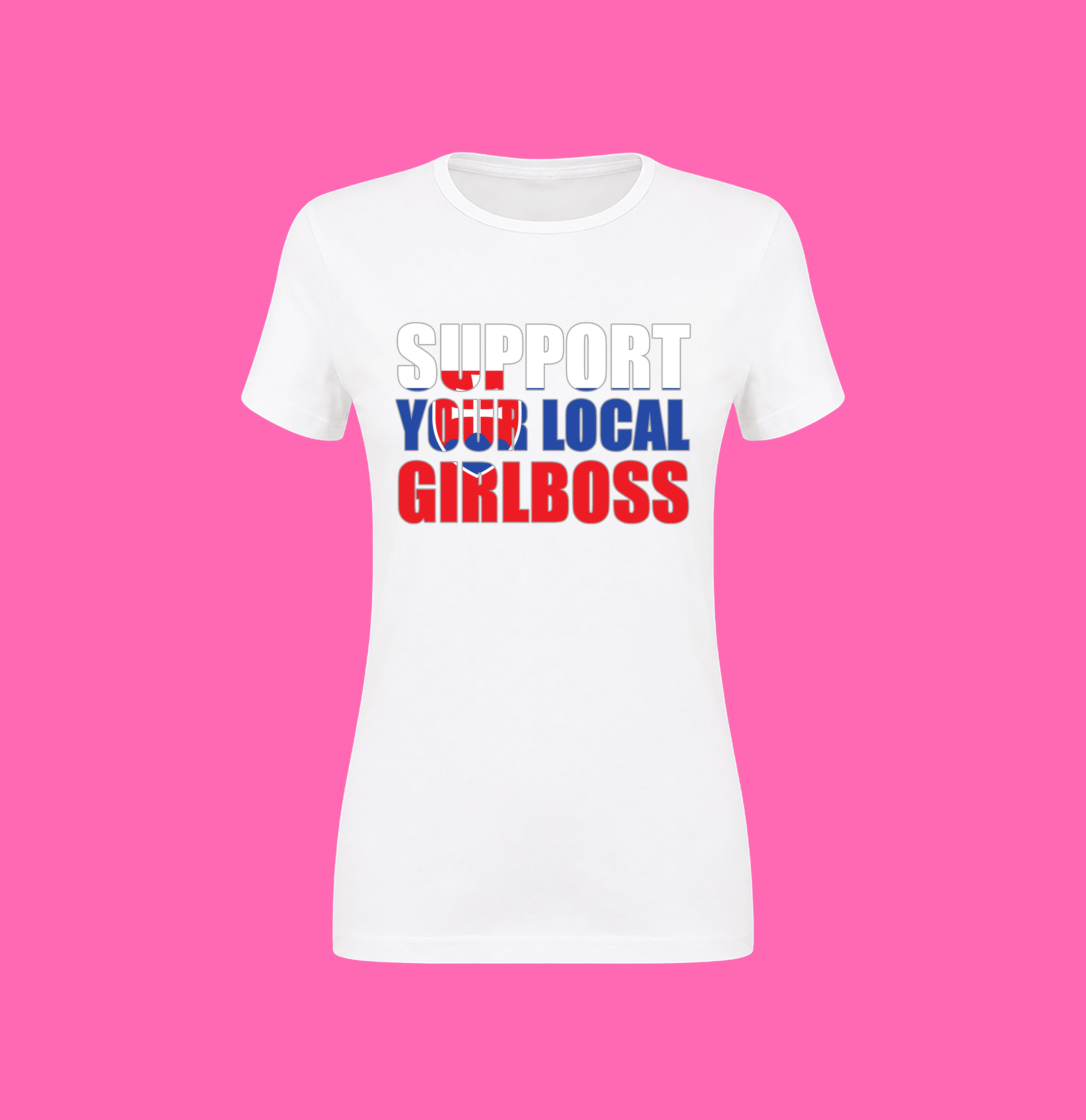 SUPPORT YOUR LOCAL GIRLBOSS FLAG WHITE TEE