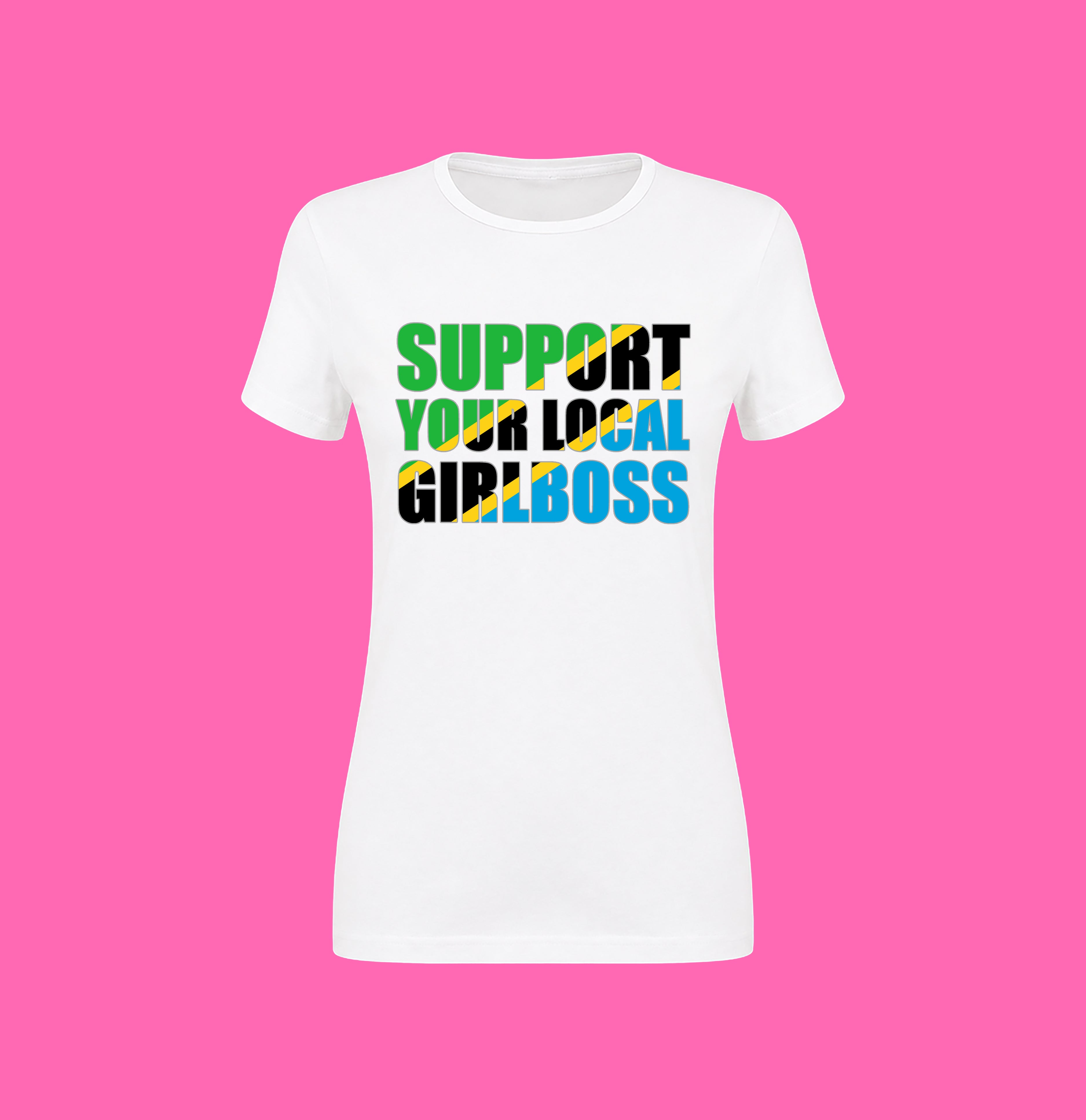 SUPPORT YOUR LOCAL GIRLBOSS FLAG WHITE TEE