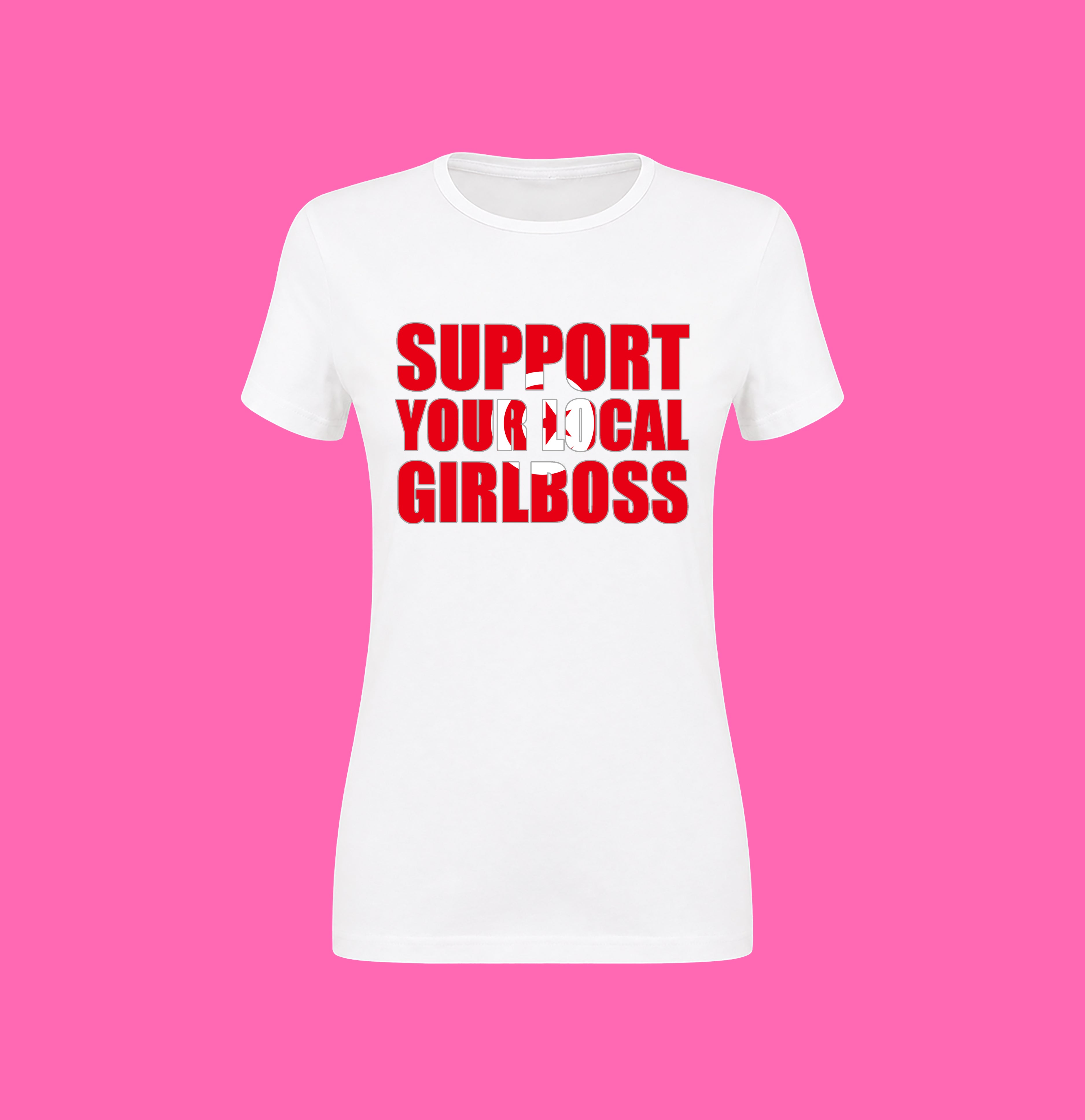 SUPPORT YOUR LOCAL GIRLBOSS FLAG WHITE TEE