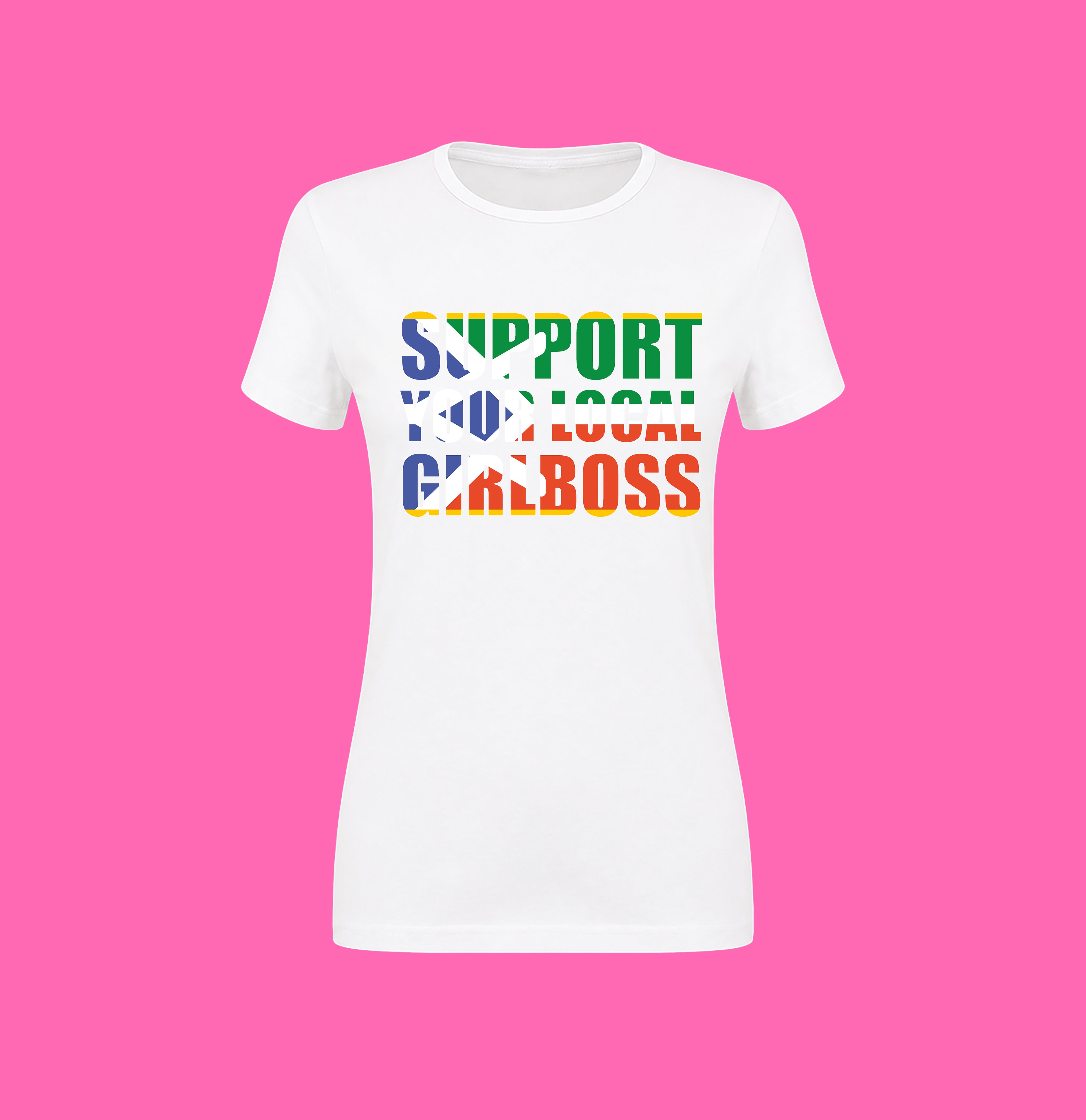 SUPPORT YOUR LOCAL GIRLBOSS FLAG WHITE TEE